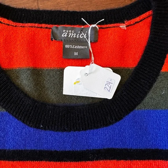 ￼Pure Amici NWT‎size medium mult color striped crewneck sweater